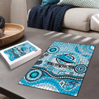 Cronulla Sutherland Sharks Rugby Puzzle Australian Aboriginal Dot Painting Style