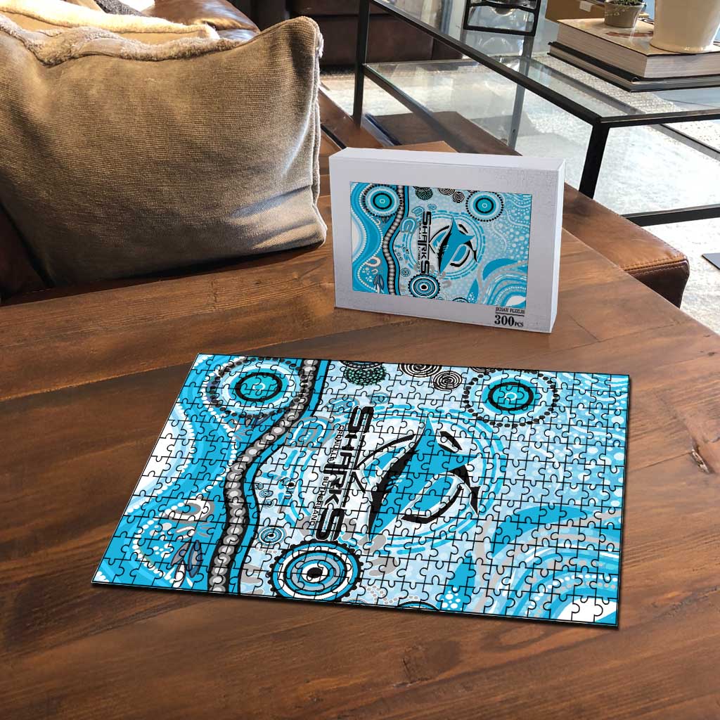 Cronulla Sutherland Sharks Rugby Puzzle Australian Aboriginal Dot Painting Style