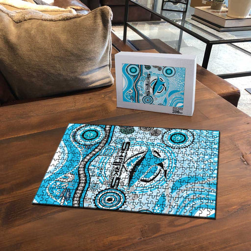 Cronulla Sutherland Sharks Rugby Puzzle Australian Aboriginal Dot Painting Style