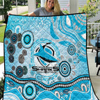 Cronulla Sutherland Sharks Rugby Quilt Australian Aboriginal Dot Painting Style