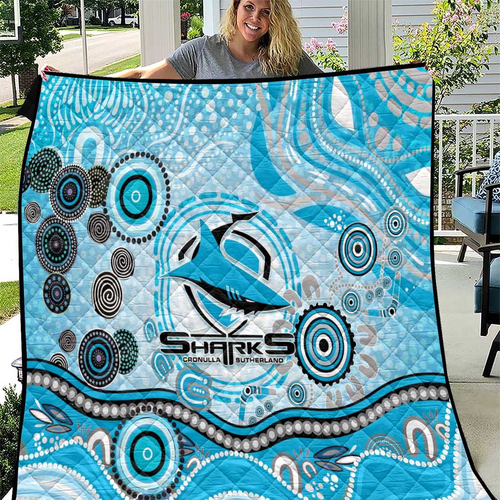 Cronulla Sutherland Sharks Rugby Quilt Australian Aboriginal Dot Painting Style