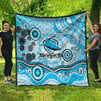 Cronulla Sutherland Sharks Rugby Quilt Australian Aboriginal Dot Painting Style