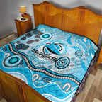 Cronulla Sutherland Sharks Rugby Quilt Australian Aboriginal Dot Painting Style