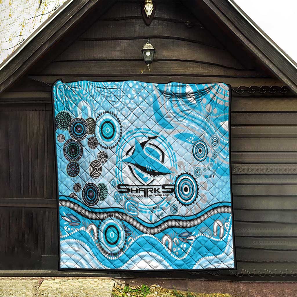 Cronulla Sutherland Sharks Rugby Quilt Australian Aboriginal Dot Painting Style