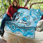 Cronulla Sutherland Sharks Rugby Quilt Australian Aboriginal Dot Painting Style