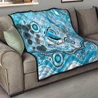 Cronulla Sutherland Sharks Rugby Quilt Australian Aboriginal Dot Painting Style