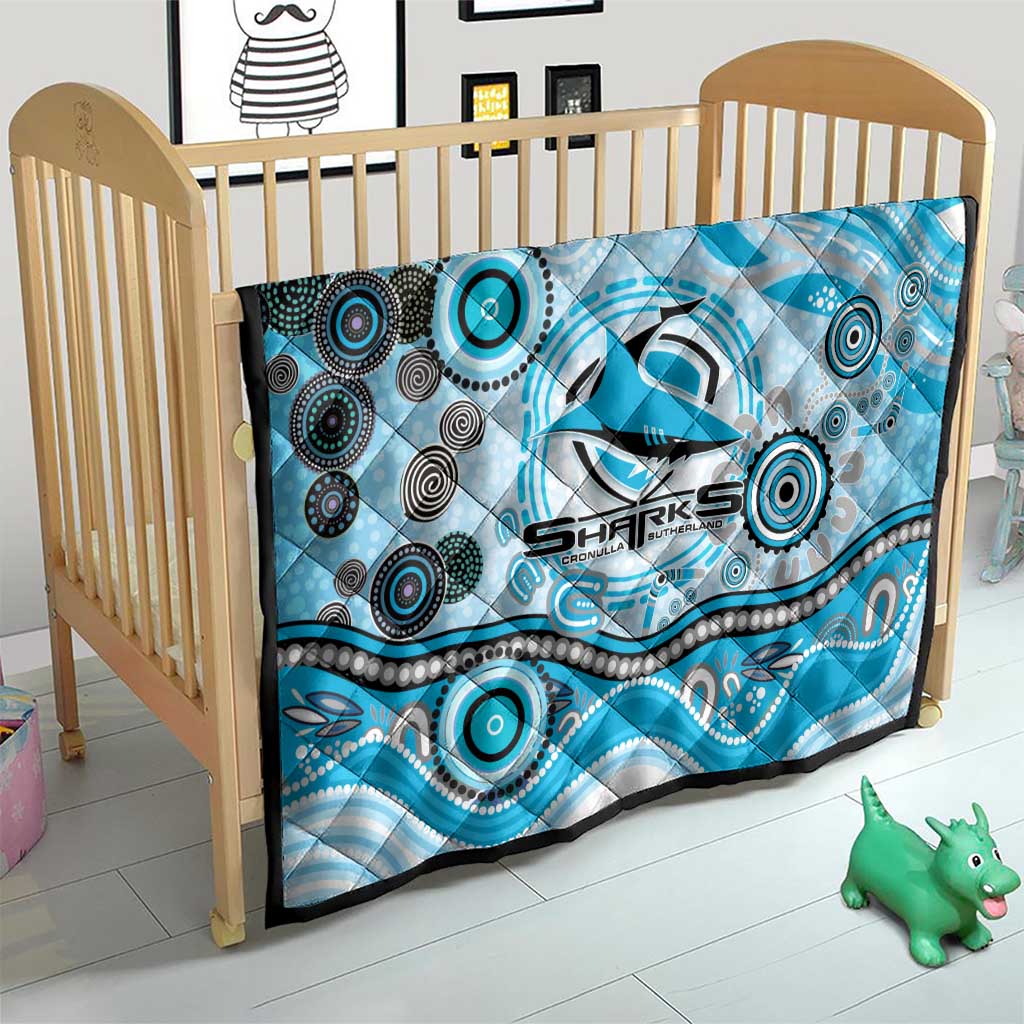 Cronulla Sutherland Sharks Rugby Quilt Australian Aboriginal Dot Painting Style