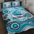 Cronulla Sutherland Sharks Rugby Quilt Bed Set Australian Aboriginal Dot Painting Style