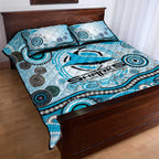 Cronulla Sutherland Sharks Rugby Quilt Bed Set Australian Aboriginal Dot Painting Style