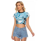 Cronulla Sutherland Sharks Rugby Raglan Cropped T Shirt Australian Aboriginal Dot Painting Style