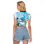 Cronulla Sutherland Sharks Rugby Raglan Cropped T Shirt Australian Aboriginal Dot Painting Style