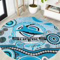 Cronulla Sutherland Sharks Rugby Round Carpet Australian Aboriginal Dot Painting Style