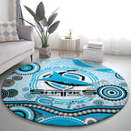 Cronulla Sutherland Sharks Rugby Round Carpet Australian Aboriginal Dot Painting Style