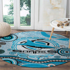 Cronulla Sutherland Sharks Rugby Round Carpet Australian Aboriginal Dot Painting Style