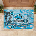 Cronulla Sutherland Sharks Rugby Rubber Doormat Australian Aboriginal Dot Painting Style