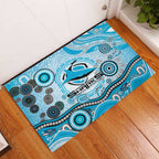 Cronulla Sutherland Sharks Rugby Rubber Doormat Australian Aboriginal Dot Painting Style