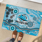 Cronulla Sutherland Sharks Rugby Rubber Doormat Australian Aboriginal Dot Painting Style