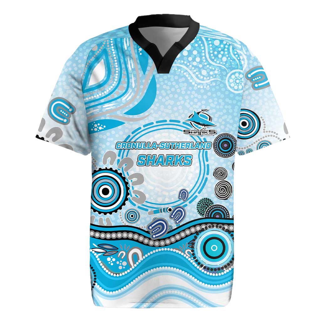Cronulla Sutherland Sharks Rugby Rugby Jersey Australian Aboriginal Dot Painting Style