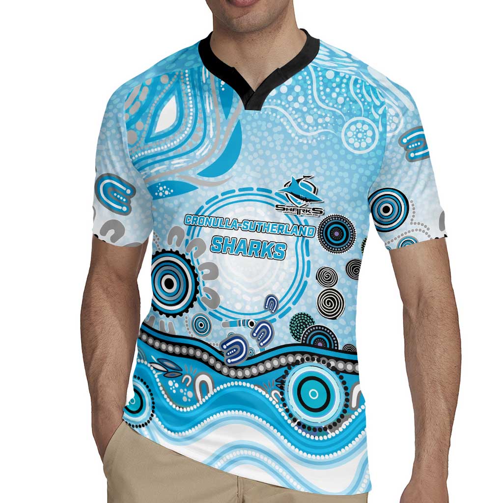 Cronulla Sutherland Sharks Rugby Rugby Jersey Australian Aboriginal Dot Painting Style
