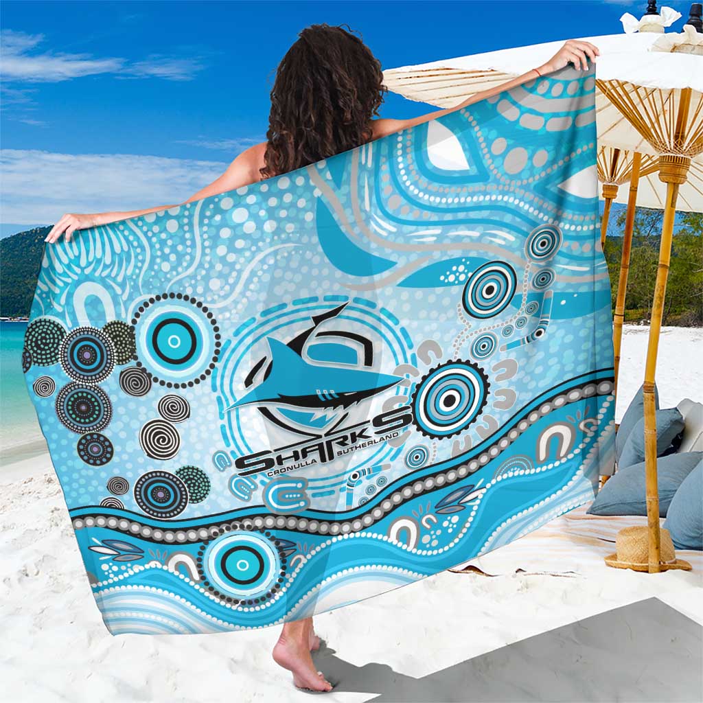 Cronulla Sutherland Sharks Rugby Sarong Australian Aboriginal Dot Painting Style