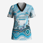 Cronulla Sutherland Sharks Rugby Scrub Top Australian Aboriginal Dot Painting Style