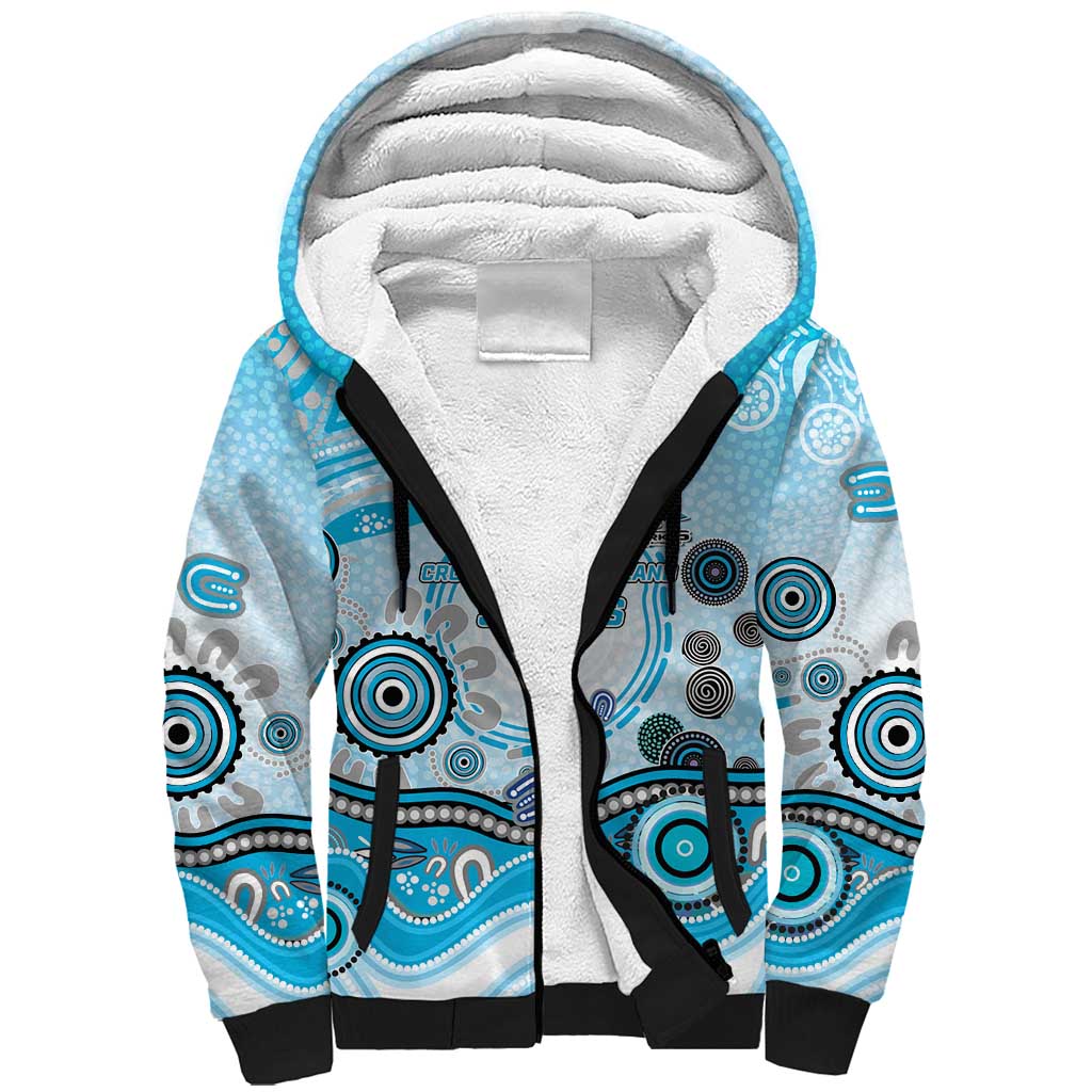 Cronulla Sutherland Sharks Rugby Sherpa Hoodie Australian Aboriginal Dot Painting Style