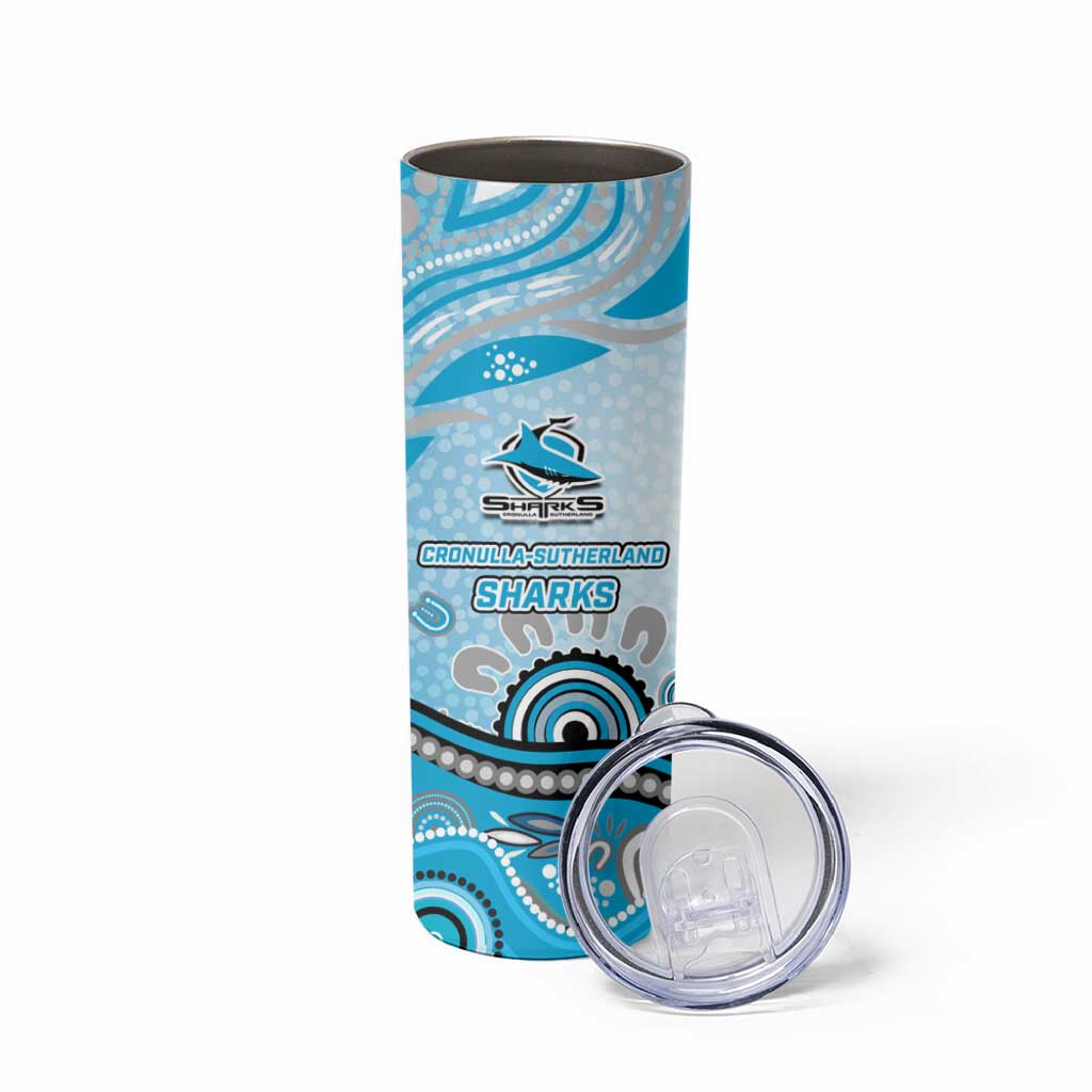 Cronulla Sutherland Sharks Rugby Skinny Tumbler Australian Aboriginal Dot Painting Style