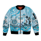 Cronulla Sutherland Sharks Rugby Sleeve Zip Bomber Jacket Australian Aboriginal Dot Painting Style