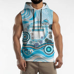 Cronulla Sutherland Sharks Rugby Sleeveless Hoodie Australian Aboriginal Dot Painting Style
