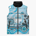 Cronulla Sutherland Sharks Rugby Sleeveless Puffer Jacket Australian Aboriginal Dot Painting Style