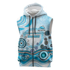 Cronulla Sutherland Sharks Rugby Sleeveless Zip Hoodie Australian Aboriginal Dot Painting Style