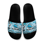 Cronulla Sutherland Sharks Rugby Slide Sandals Australian Aboriginal Dot Painting Style