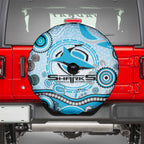 Cronulla Sutherland Sharks Rugby Spare Tire Cover Australian Aboriginal Dot Painting Style