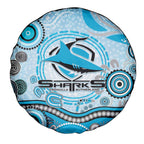 Cronulla Sutherland Sharks Rugby Spare Tire Cover Australian Aboriginal Dot Painting Style