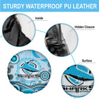Cronulla Sutherland Sharks Rugby Spare Tire Cover Australian Aboriginal Dot Painting Style