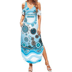 Cronulla Sutherland Sharks Rugby Summer Maxi Dress Australian Aboriginal Dot Painting Style