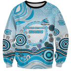 Cronulla Sutherland Sharks Rugby Sweatshirt Australian Aboriginal Dot Painting Style