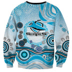 Cronulla Sutherland Sharks Rugby Sweatshirt Australian Aboriginal Dot Painting Style