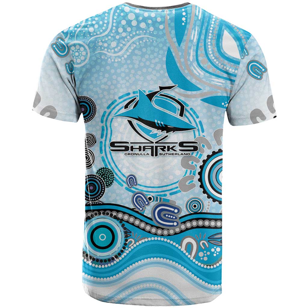 Cronulla Sutherland Sharks Rugby T Shirt Australian Aboriginal Dot Painting Style