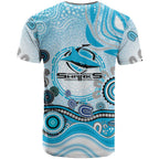 Cronulla Sutherland Sharks Rugby T Shirt Australian Aboriginal Dot Painting Style