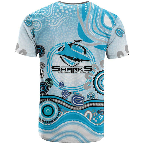 Cronulla Sutherland Sharks Rugby T Shirt Australian Aboriginal Dot Painting Style