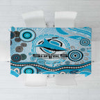 Cronulla Sutherland Sharks Rugby Tablecloth Australian Aboriginal Dot Painting Style