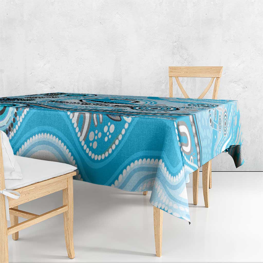 Cronulla Sutherland Sharks Rugby Tablecloth Australian Aboriginal Dot Painting Style