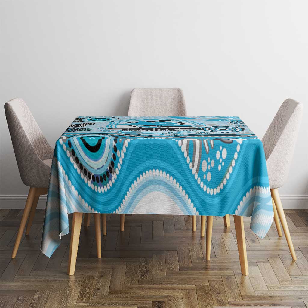 Cronulla Sutherland Sharks Rugby Tablecloth Australian Aboriginal Dot Painting Style