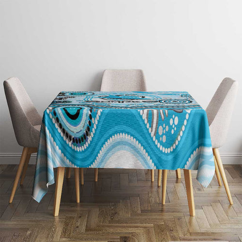 Cronulla Sutherland Sharks Rugby Tablecloth Australian Aboriginal Dot Painting Style