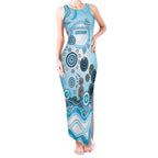 Cronulla Sutherland Sharks Rugby Tank Maxi Dress Australian Aboriginal Dot Painting Style
