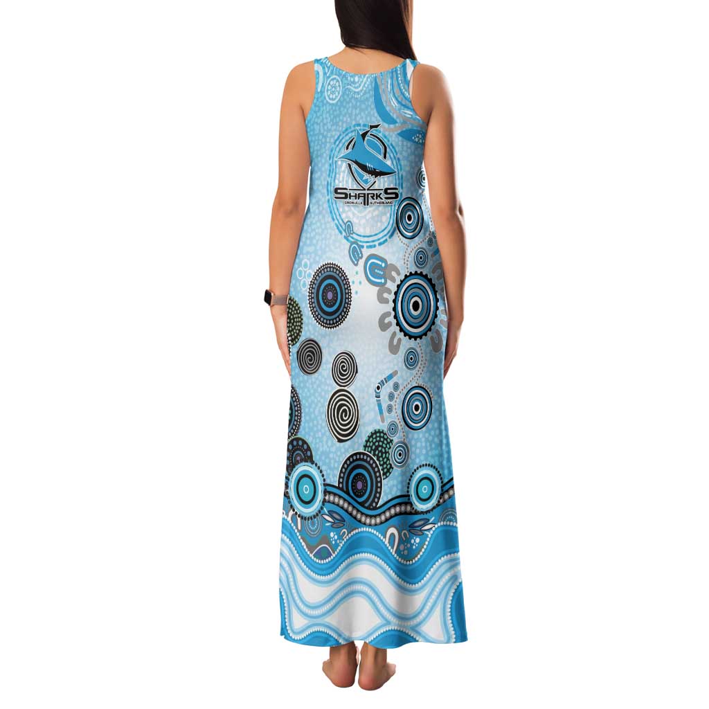 Cronulla Sutherland Sharks Rugby Tank Maxi Dress Australian Aboriginal Dot Painting Style