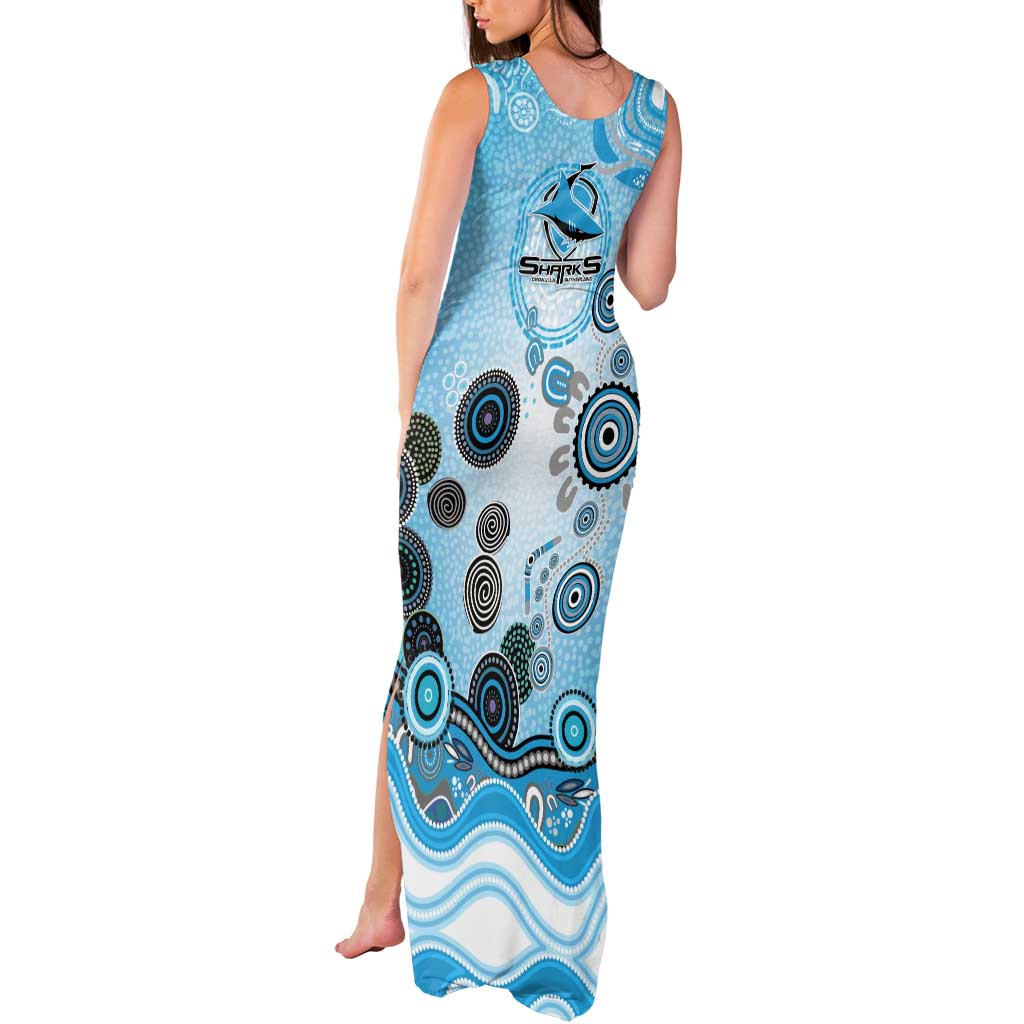 Cronulla Sutherland Sharks Rugby Tank Maxi Dress Australian Aboriginal Dot Painting Style
