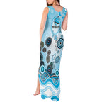 Cronulla Sutherland Sharks Rugby Tank Maxi Dress Australian Aboriginal Dot Painting Style