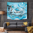 Cronulla Sutherland Sharks Rugby Tapestry Australian Aboriginal Dot Painting Style